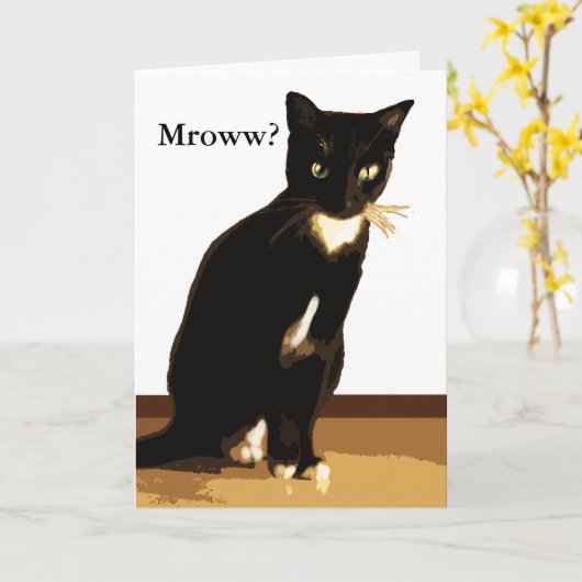 Carte de voeux pour chat (Fleur jaune)