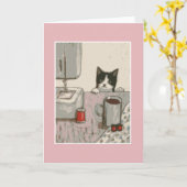 Carte de voeux pour chat artisanal (Fleur jaune)