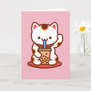 Carte de voeux pour chat : BOBA KIT-TEA MANEKI-NEK
