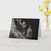 Carte de voeux pour chat de beauté noire (Fleur jaune)