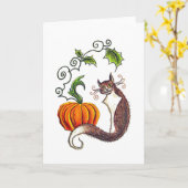 Carte de voeux pour chat et Citrouille (Fleur jaune)