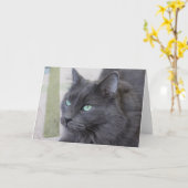 Carte de voeux pour chat gris (Fleur jaune)