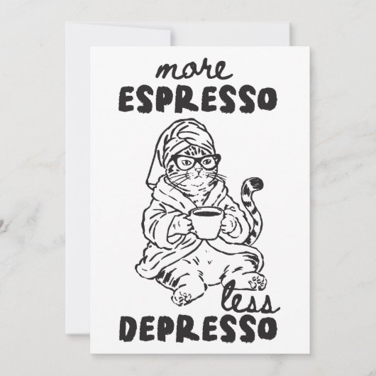 Carte de vœux pour chat 'Plus d'espresso, moins de (Devant)