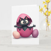 Carte de vœux pour chat qui éclot (Fleur jaune)