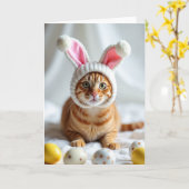 Carte de vœux pour chat roux tabby (Fleur jaune)