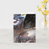 Carte de vœux pour chat sauvage en hiver (Fleur jaune)