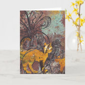 Carte de voeux pour chats d'automne (Fleur jaune)