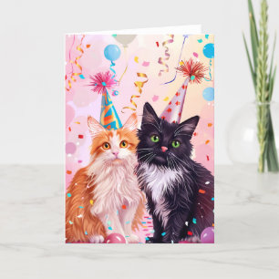 Carte de voeux pour chats de fête