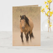 Carte de voeux pour Cheval sauvage hors de poussiè (Fleur jaune)