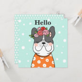 Carte de vœux pour chien bouledogue français (Devant/Arrière en situation)