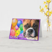 Carte de voeux pour chien boxeur d'anniversaire (Fleur jaune)