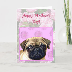 Carte de voeux pour chien Carlin de la fête des mè