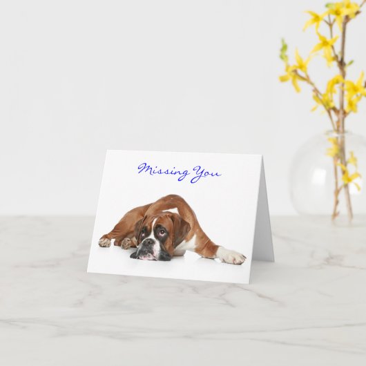 Carte de voeux pour chien de boxe manquant - Verse (Fleur jaune)