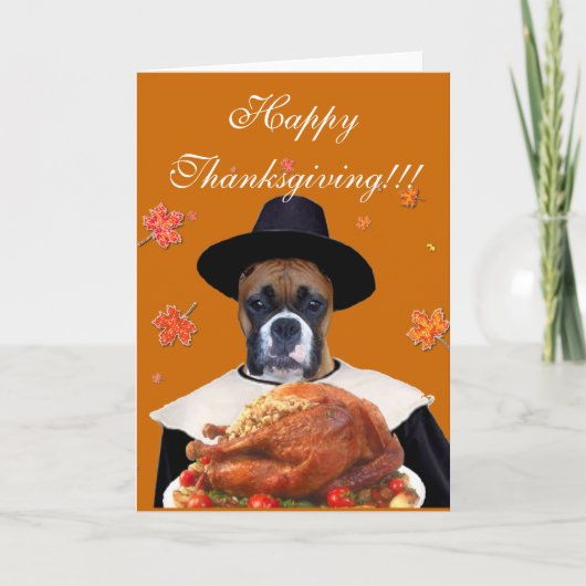 Carte de voeux pour chien de boxeur Thanksgiving (Devant)