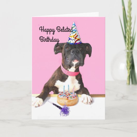 Carte de voeux pour chien de la Boxer d'anniversai (Devant)