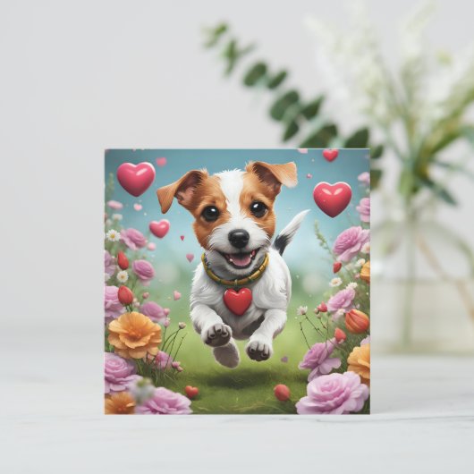 Carte de voeux pour chien de la Saint-Valentin (Debout devant)
