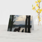 Carte de voeux pour chien de Terre-Neuve (Fleur jaune)