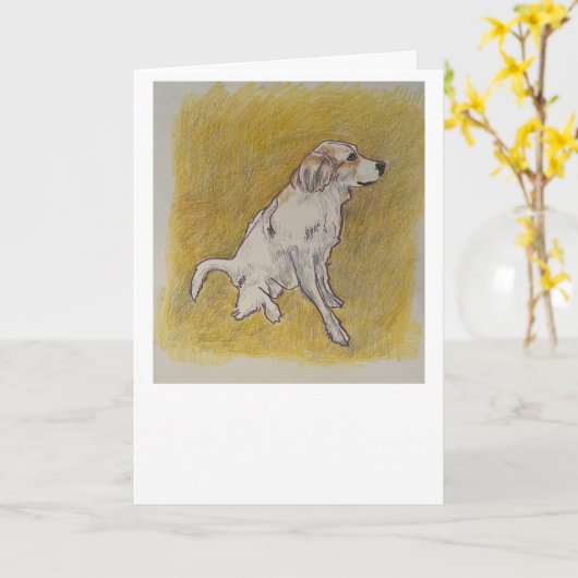 Carte de vœux pour chien des Pyrénées (Fleur jaune)