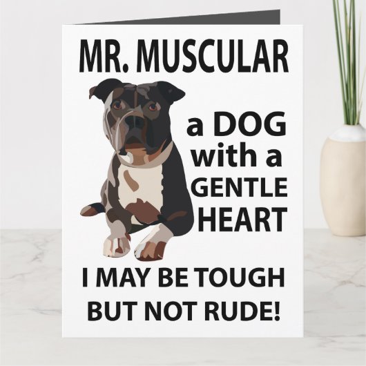 Carte de vœux pour chien Pitbull  (Devant)