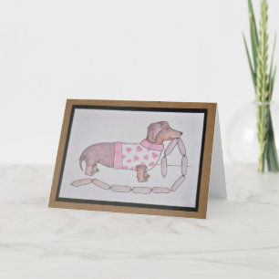 Carte de vœux pour chien saucisson cœur d'amour Da
