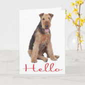 Carte de vœux pour chiot Airedale - Vers (Fleur jaune)