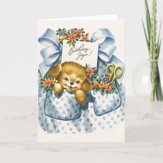 Carte de voeux pour chiot d'anniversaire vintage (Devant)