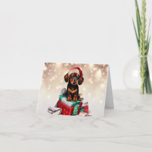 Carte de voeux pour chiot de Noël Dachshund