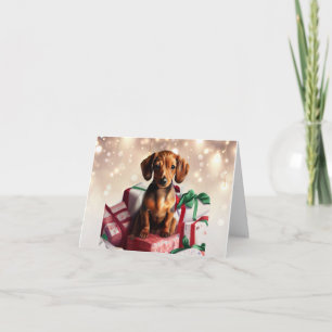 Carte de voeux pour chiot de Noël Dachshund