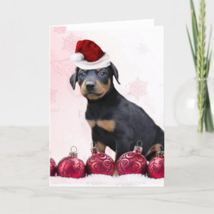 Carte de voeux pour chiot Noël Doberman