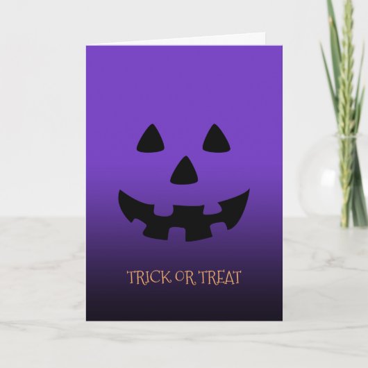 carte de voeux pour citrouille Halloween violet (Devant)