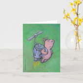 carte de voeux pour cochon de fusée (Fleur jaune)