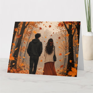Carte de vœux pour couple romantique d'automne | F