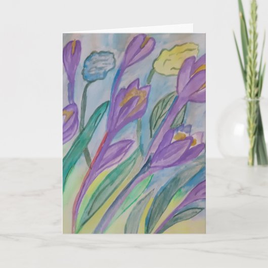 Carte de voeux pour crocus de printemps Abstrait (Devant)