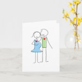 Carte de voeux pour deux personnes, bleue et verte (Fleur jaune)