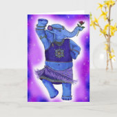 Carte de voeux pour éléphant dansant (Fleur jaune)