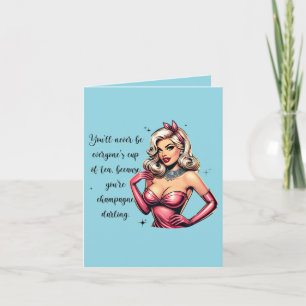 Carte de voeux pour femmes sassy; champagne; pinup