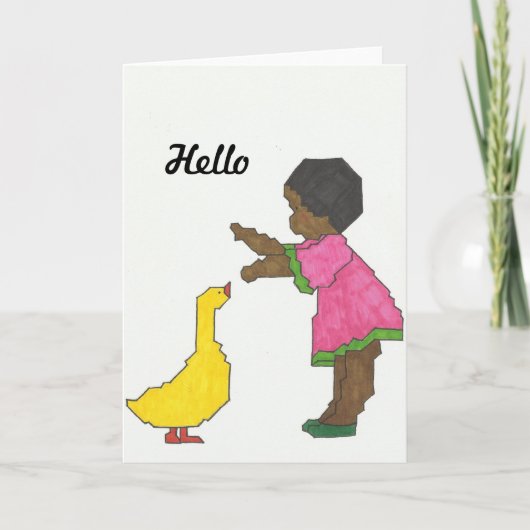 Carte de voeux pour fille avec canard jaune (Devant)