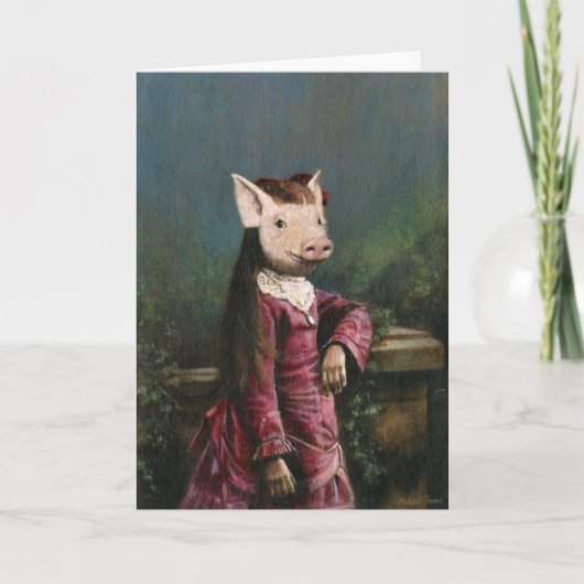 Carte de voeux pour fille de Piglet victorienne (Devant)
