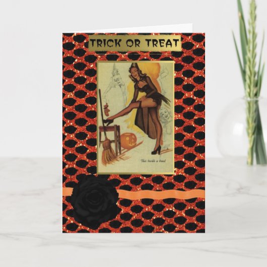 carte de voeux pour fille halloween pin up (Devant)