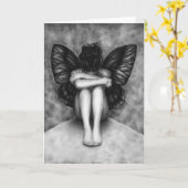 Carte de voeux pour fille papillon triste (Fleur jaune)