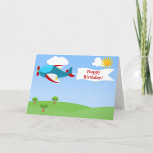Carte de voeux pour garçon bannière d'avion