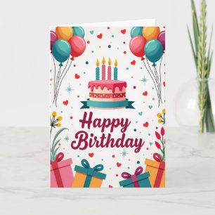 Carte de vœux pour gâteau d'anniversaire