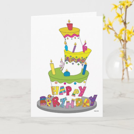 Carte de voeux pour gâteaux d'anniversaire (Fleur jaune)