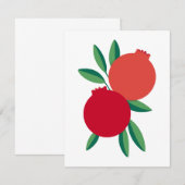 Carte de voeux pour grenade Rosh Hashana (plat) (Devant / Derrière)