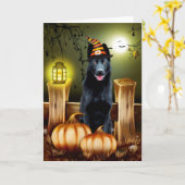Carte de voeux pour Halloween berger en allemand n (Fleur jaune)