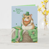 Carte de vœux pour hamster de la Saint-Patrick (Fleur jaune)