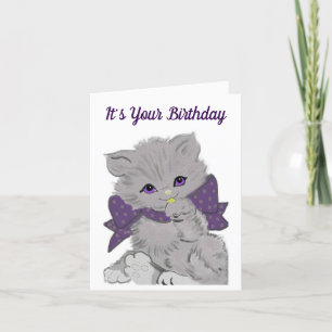 Carte de voeux pour Kitten anniversaire mignonne