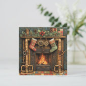 Carte de voeux pour la cheminée de Noël Steampunk (Debout devant)