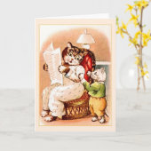 Carte de voeux pour la Fête des Mères Chat et Chat (Fleur jaune)