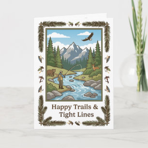 Carte de vœux pour la fête des pères pêcheur de tr